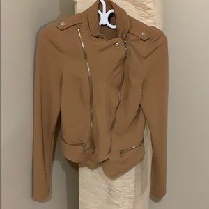 Asymmetrical Blazer w/ Zippers - Tan